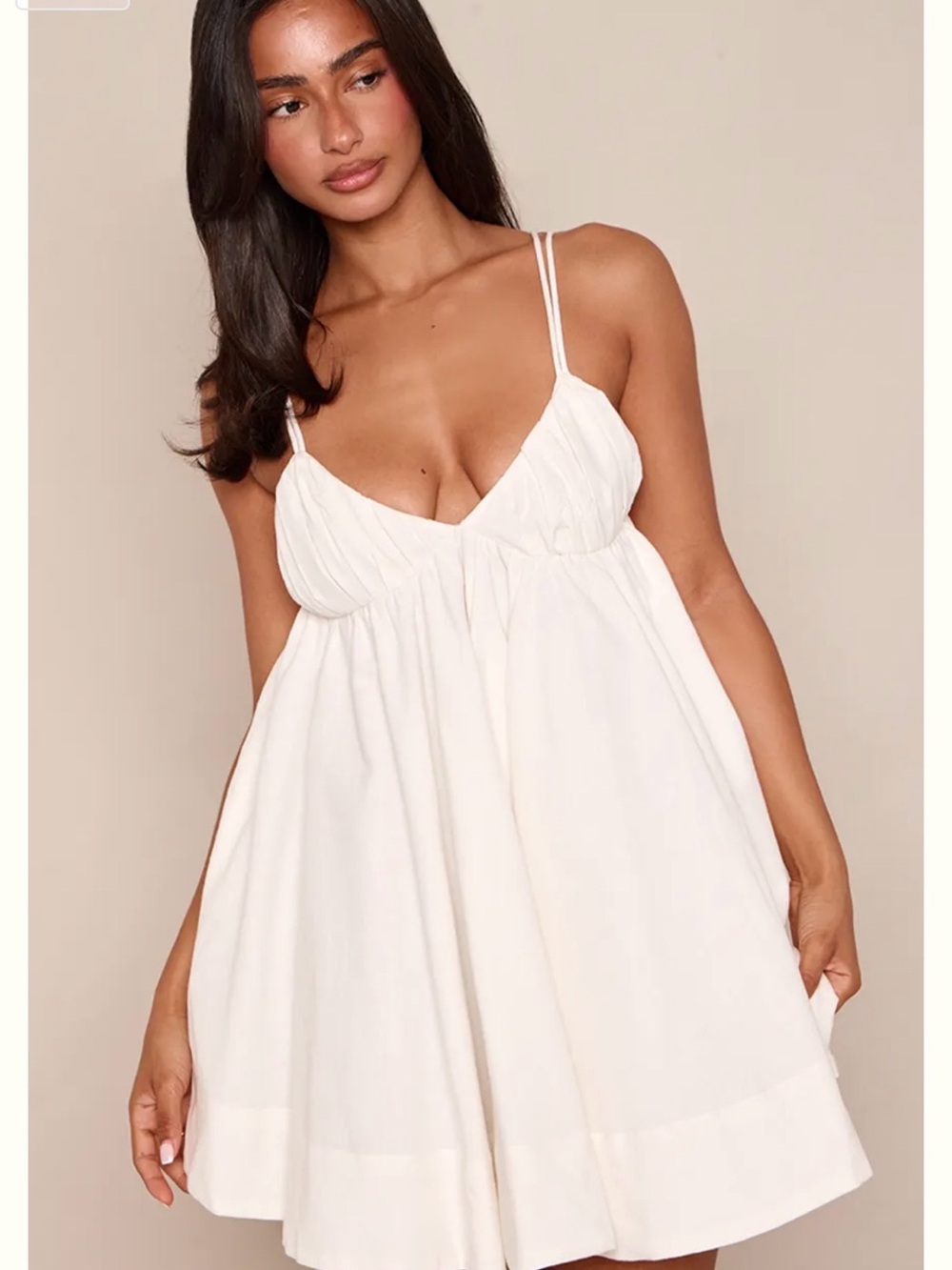 PrettyLittleThing White Mini Babydoll Dress